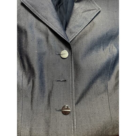 Escada Blue Chambray Button Up Lightweight 100% Silk Coat Size 40 US 8 - Picture 3 of 6